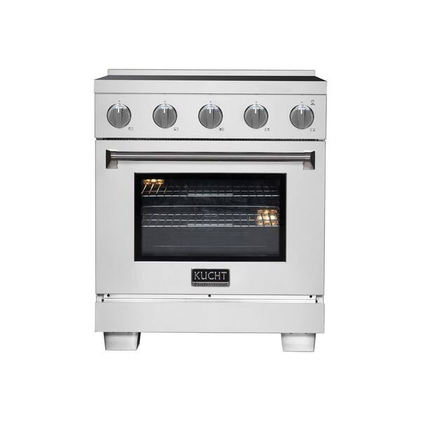 Professional 30 in. 4 Burner Element Freestanding Induction Range in Stainless Steel with Air Fry