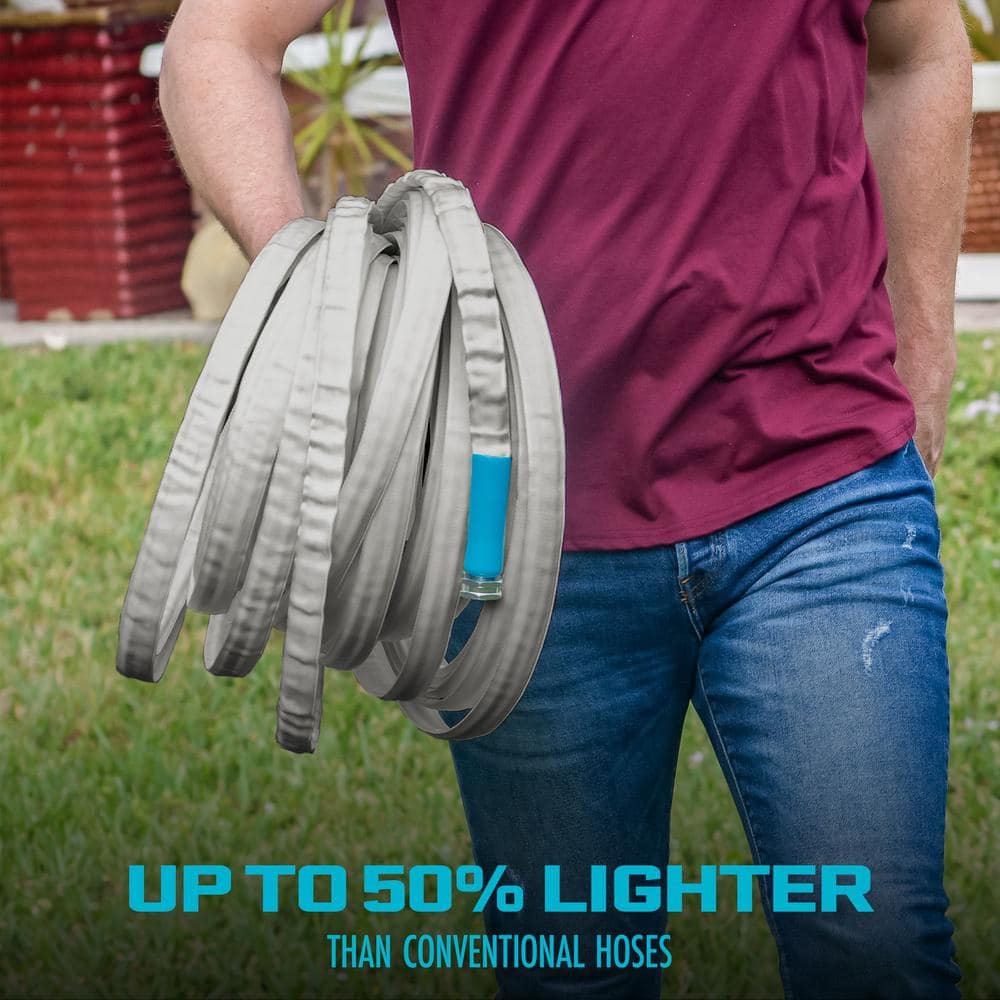 Aqua Joe 100ft Silver Reinforced Garden Hose with Metal Fittings
