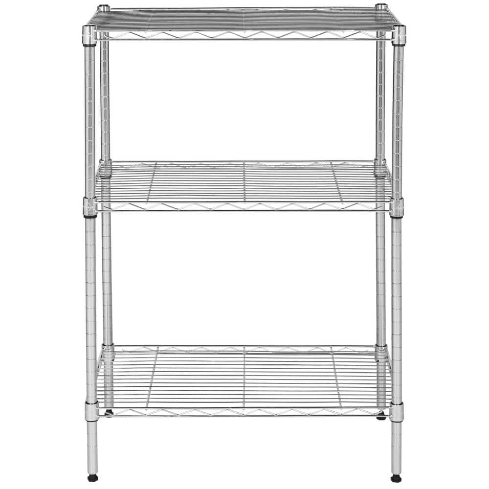 SAFAVIEH Chrome 3-Tier Carbon Steel Wire Shelving Unit (23 in. W x 35 ...