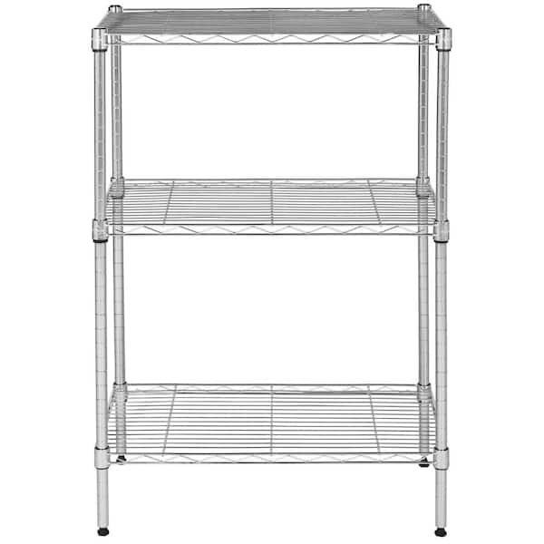 SAFAVIEH Chrome 3-Tier Carbon Steel Wire Shelving Unit (23 in. W x 35 in. H x 13 in. D)