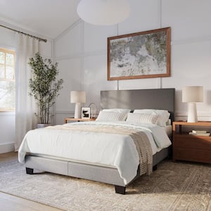Celeste Dark Gray Upholstered Wood Full/Double Panel Bed Frame