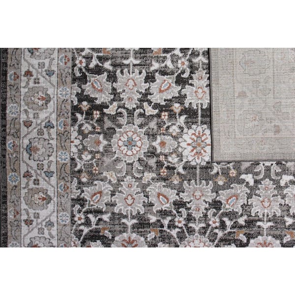 BASHIAN - Ashland Charcoal 4 ft. x 6 ft. (3 ft. 6 in. x 5 ft. 6 in.) Floral Transitional Accent Rug