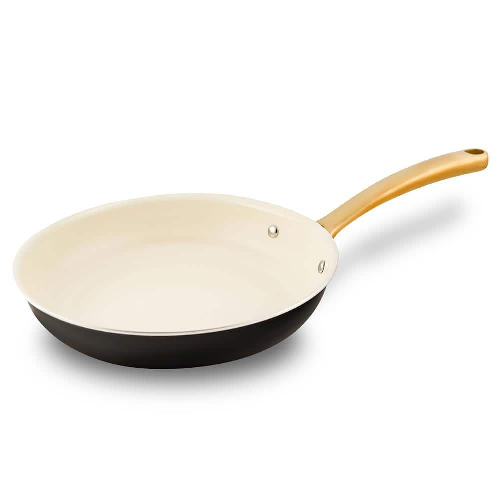 NutriChef 8 in. Ceramic Non-stick Small Frying Pan in White with Lid  NCHGLDX8 - The Home Depot