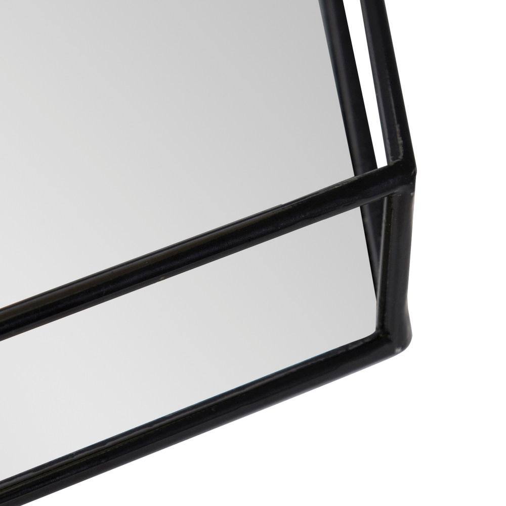 Black Hexagonal Metal and Mirrored Glass Decorative Trays, Set of 2