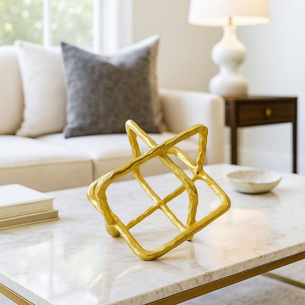Gold 9 in. x 9 in. Aluminum Metal Decorative Cube Sculpture price history on PriceWatchPro