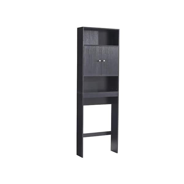 Aurora Decor Barley 7.87 in. W x 76.77 in. H x 24.8 in. D Black Over-the-Toilet Storage