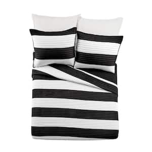 Lavelle Black and White 2-Piece Twin Microfiber Quilt Set