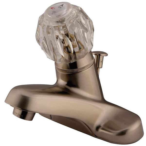 Kingston Brass Americana 4 in. Centerset Single-Handle Bathroom Faucet with Plastic Pop-Up in Brushed Nickel