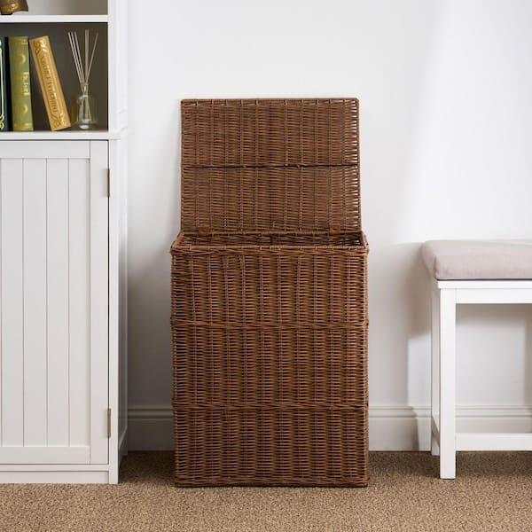 Espresso Brown 14 in. x 22 in. Wicker Resin Decorative Basket