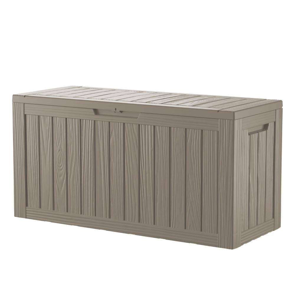 90 Gallon Lockable Resin Deck Box - Waterproof Outdoor Storage for Patio Furniture & Garden Tools, UV-Resistant Design -
