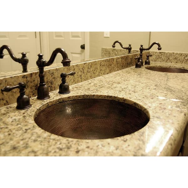 Premier Copper Products Under-Counter Round Hammered Copper Bathroom Sink in Oil Rubbed Bronze