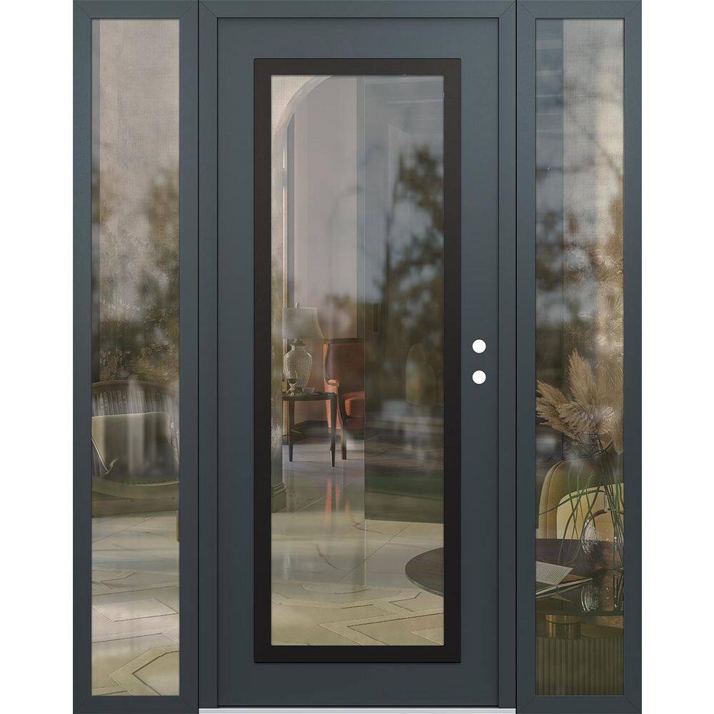 C1 60 in. x 80 in. Black P Left-Hand/Inswing Clear Glass Anth/Anth 2 Sidelite Steel Prehung Front Door price history on PriceWatchPro
