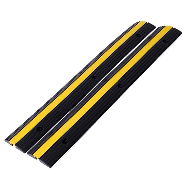 Unbranded Cable Protector Ramp Rubber Speed Bumps 6600 Lbs. Load Capacity with 12-Bolts Spike (1 Channel, 2-Pack)