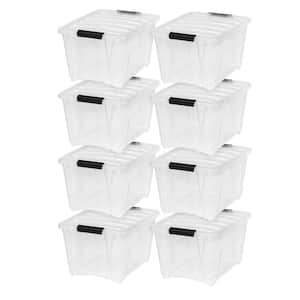 32 qt. Stack and Pull Plastic Storage Box, Clear, Pack of 8