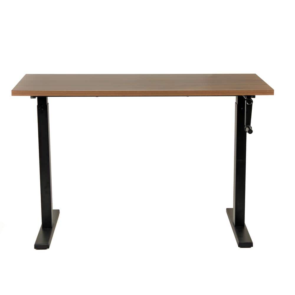 Adjustable Black Metal and Danish Walnut Wood Desk