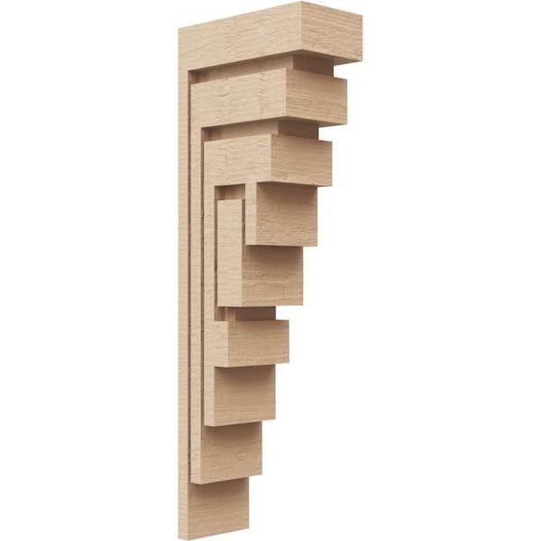 Ekena Millwork 3 in. x 18 in. x 6 in. Thin Landon Rough Cedar Woodgrain TimberThane Corbel, Primed Tan