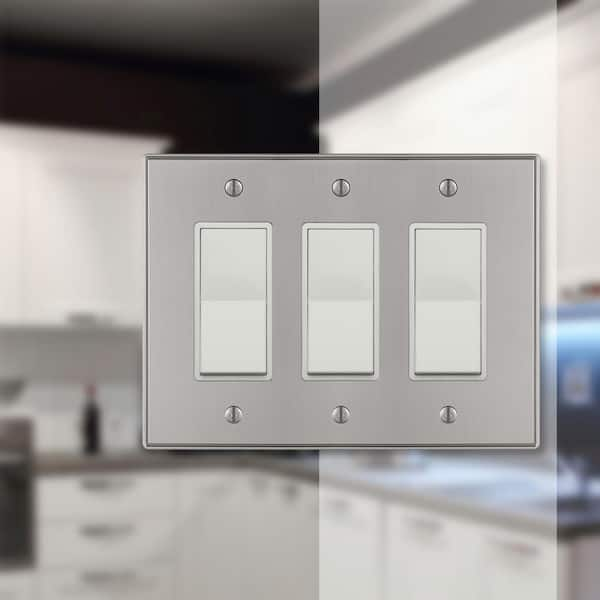 Ansley 3 Gang Rocker Metal Wall Plate - Brushed Nickel