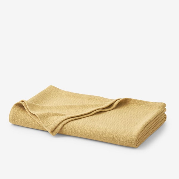 The Company Store Cotton Weave Butterscotch Cotton Twin Blanket