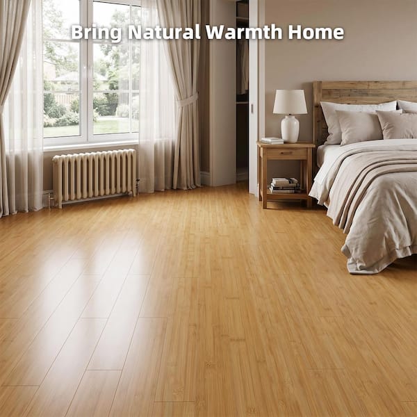 40.15 in. L x 5.11 in. W x 0.6 in. T Click-Lock Solid Bamboo Hardwood Flooring, Light Honey (20 sq. ft. /Case)