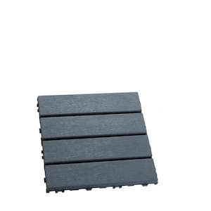 Grey 12 in. x12 in.  Sq. Waterproof Outdoor Interlocking Plastic Deck Tiles (54-Pack)