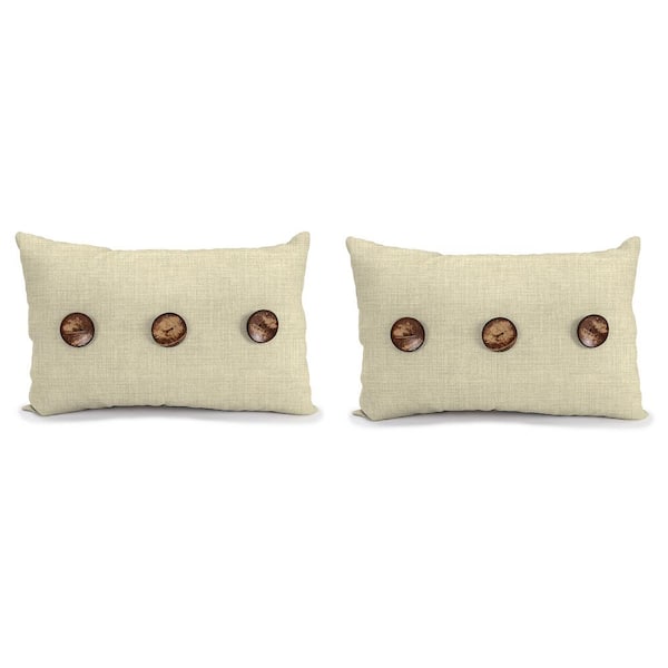 13 in. L x 20 in. W x 6 in. T Rectangular Outdoor Lumbar Pillow in Zayne Wheat (2-Pack)