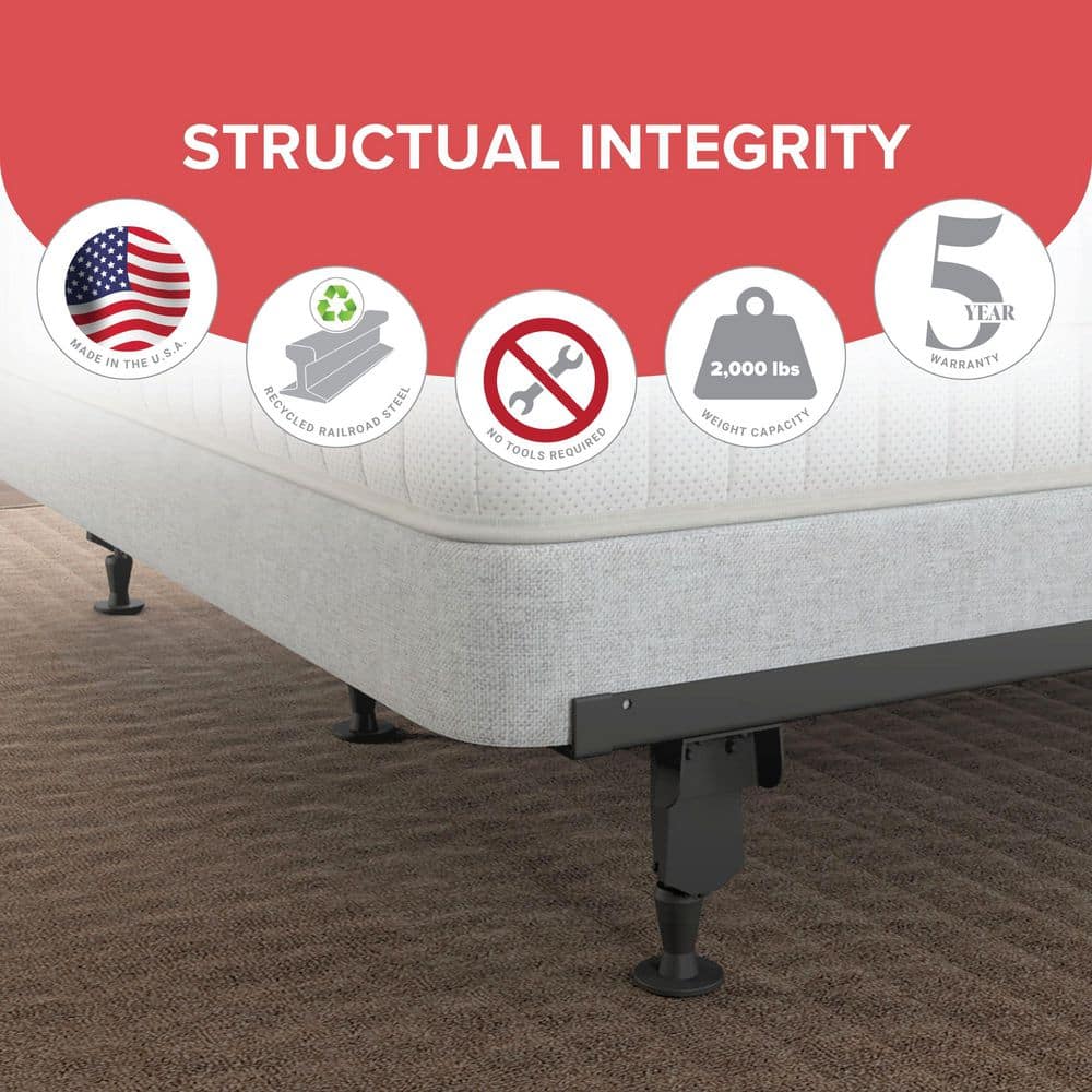Hollywood Dark Metal Adjustable Bed Frame with Casters