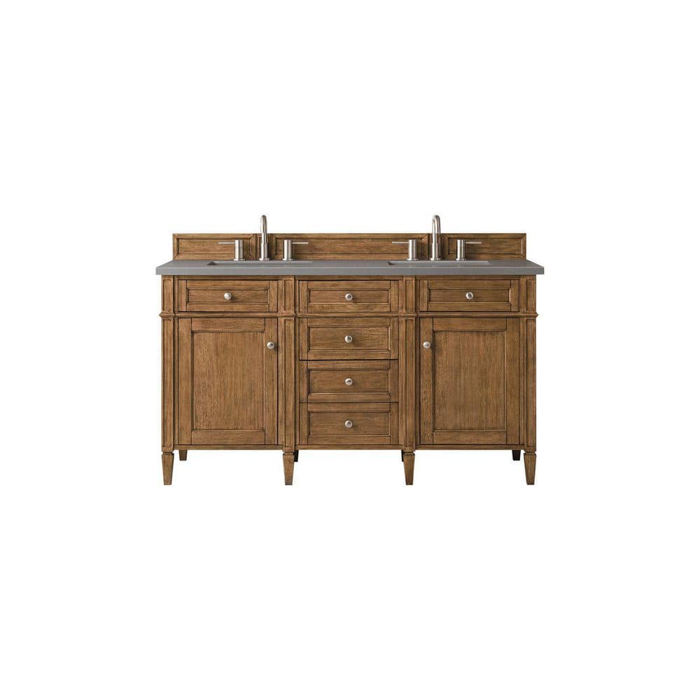 Brittany 60.0 in. W x 23.5 in. D x 34 in. H Bathroom Vanity in Saddle Brown with Grey Expo Quartz Top price history on PriceWatchPro