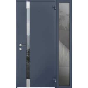 6777 50 in. x 80 in. Right-Hand/Outswing Tinted Glass Gray Graphite Steel Prehung Front Door with Hardware