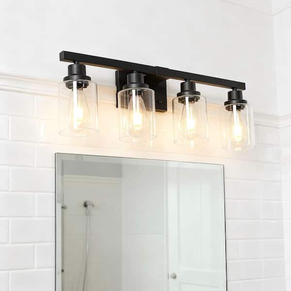24 in. 4-Light Black Vanity Lights Fixture with no bulbs Included