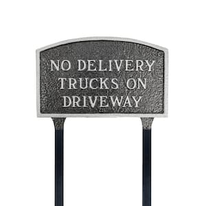 No Delivery Trucks on Driveway Standard Arch Statement Plaque with 17.5 in. Lawn Stakes-Swedish Iron