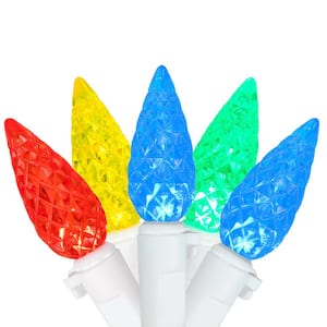 Set of 70 Multi Colored LED C6 Christmas Lights with White Wire