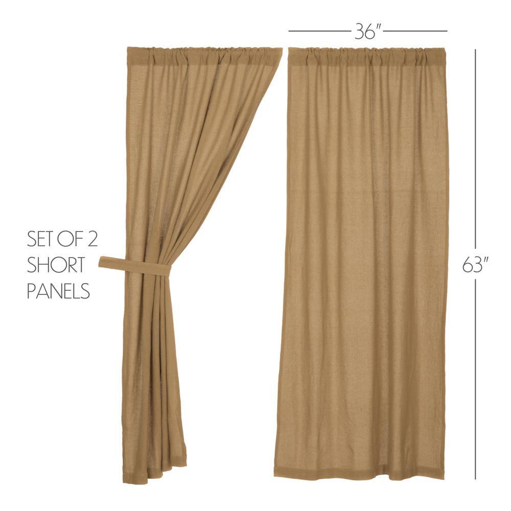Natural Tan Burlap Cotton Light-Filtering Rod Pocket Curtains