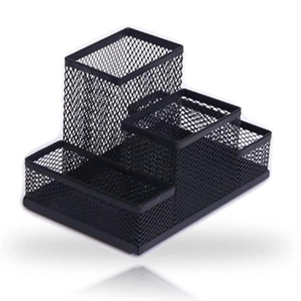 Desk Organizer Mesh Pen Pencil Holder Caddy 4 Compartments for Office Home School Classroom Supplies Organizer