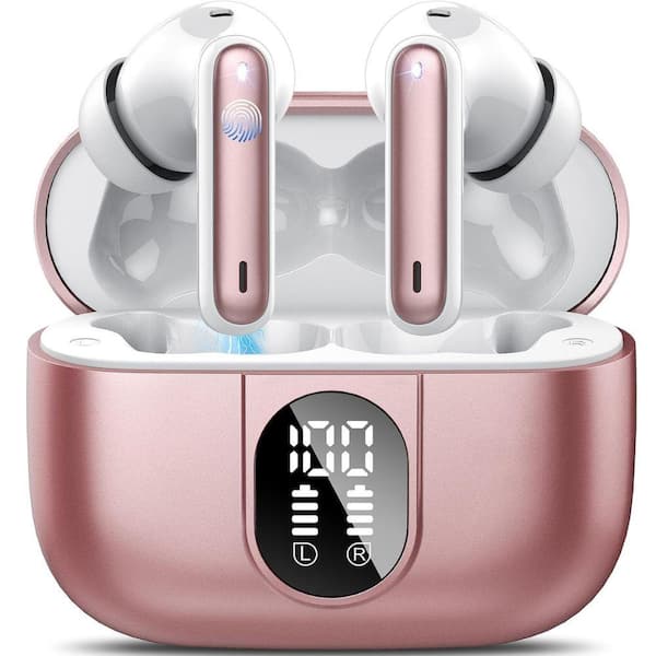 Etokfoks J90 Pro Wireless Earbuds with 40-Hours Playtime and LED Power Display, Rose