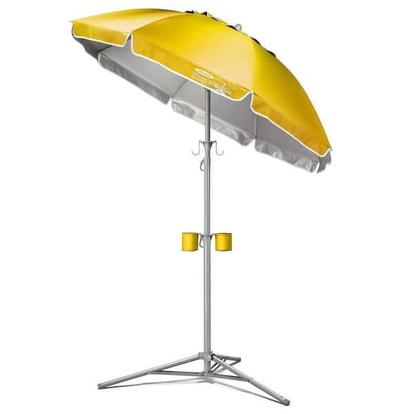 Unbranded 5 ft. Beach Umbrella Portable Sun Shade Umbrella for Instant Lightweight and Adjustable Sun Protection in Yellow