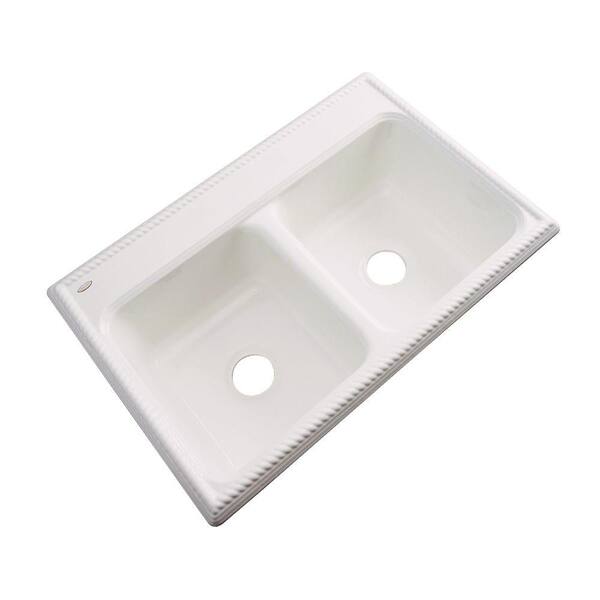 Thermocast Seabrook Drop-In Acrylic 33 in. Double Bowl Kitchen Sink in Biscuit