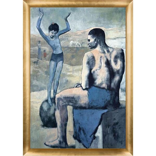 LA PASTICHE Girl on the ball by Pablo Picasso Gold Luminoso Framed People Oil Painting Art Print 27 in. x 39 in.