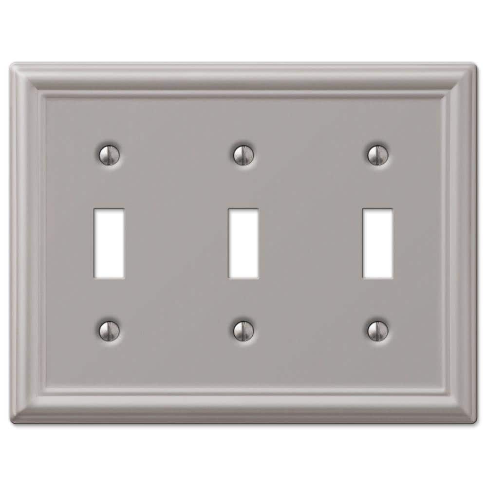 Brushed Nickel 3-Gang Steel Toggle Wall Plate