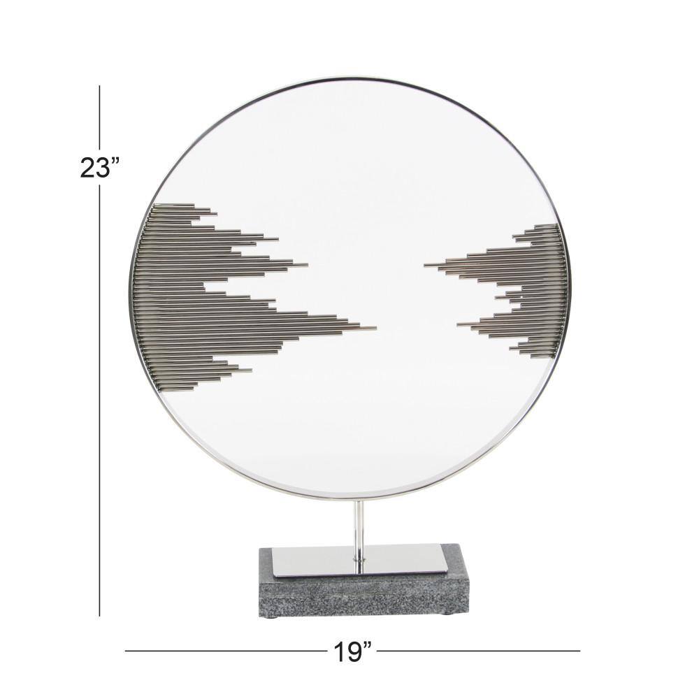 Contemporary Black Stainless Steel Geometric Statue, 19" x 23"