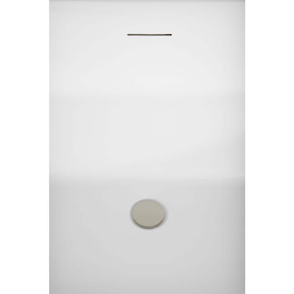 55" Glossy White Acrylic Freestanding Soaking Bathtub with Bamboo Tray