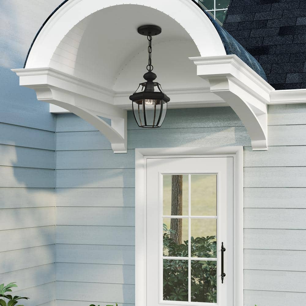 Black Glass 1-Light Indoor/Outdoor Pendant Lantern