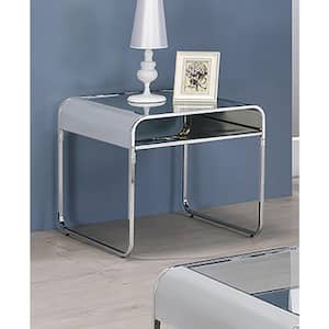 Mindry 24 in. Silver Square Glass End Table (Set of 2)