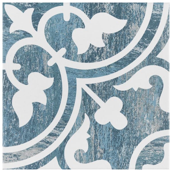 Merola Tile Cassis Arte Blue Day 9-3/4 in. x 9-3/4 in. Porcelain