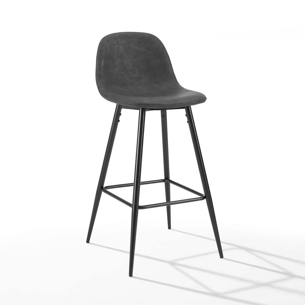 Weston Distressed Black Faux Leather Bar Stools, Set of 2