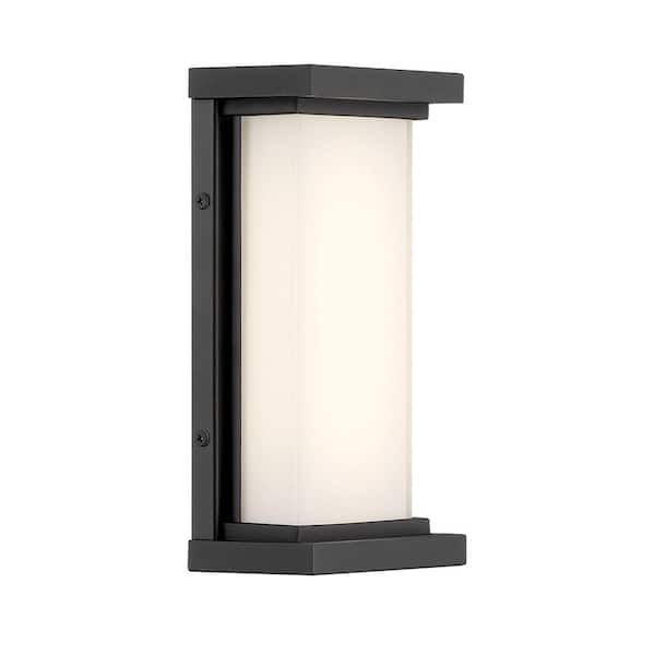 George Kovacs Caption Black Outdoor Hardwired Wall Mount Sconce with Integrated LED