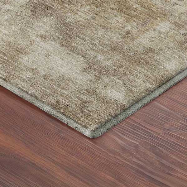 Mayfield Premium Machine Washable Abstract AMF2369 Beige 8 ft. x 8 ft. Round Rug