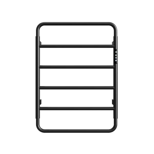 Smart Electric Towel Warmer 6-Bar 60W Wall Mounted with Shelf,Touch LED Screen,Timer and Plug-In & Hardwire in Black