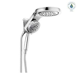 HydroRain 5-Spray Patterns 1.75 GPM 6 in. Wall Mount Dual Shower Heads in Lumicoat Chrome