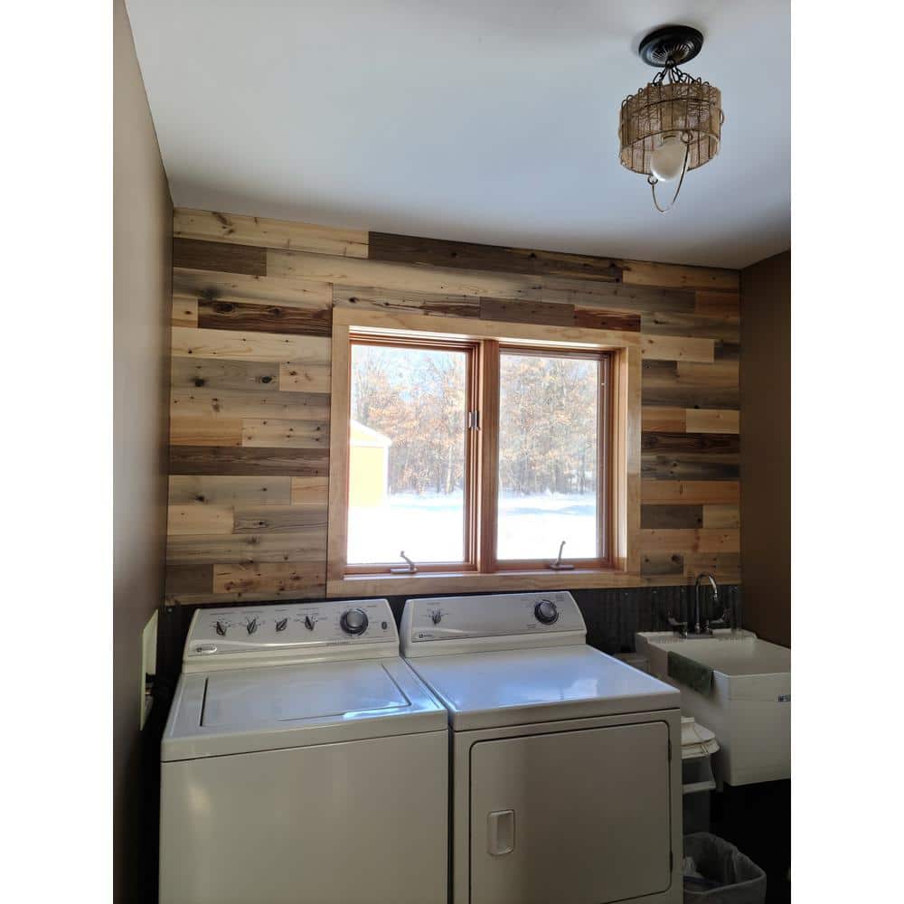 Reclaimed Wood Peel and Stick Wall Planks, 4" Wide, Multicolor