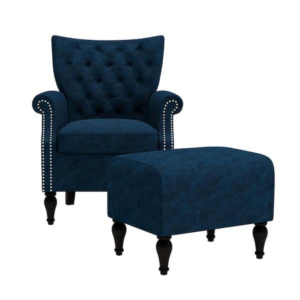 Handy Living Margaux On In Navy, Rolled Arm Chair